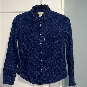 Levi's Dark Blue Dot-Print Casual Button-Down Shirt
